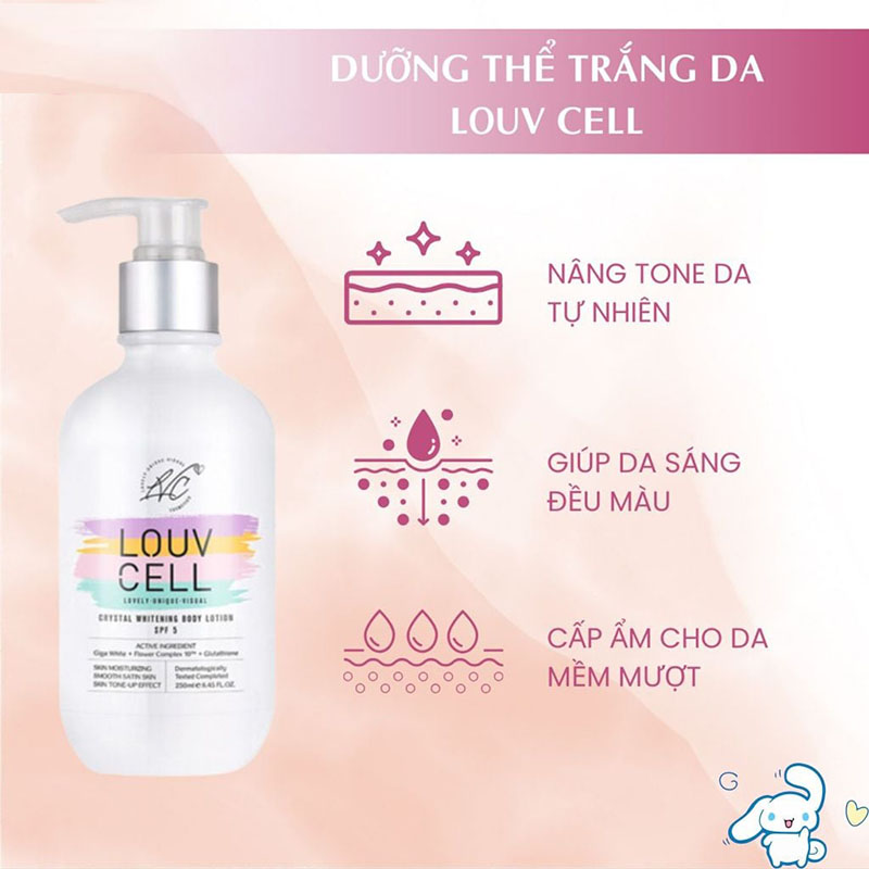 Dưỡng Thể trắng da LOUV CELL Crystal Whitening Body Lotion.